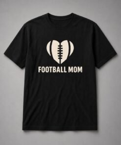 Football Mom Heart Unisex T-Shirt - Black