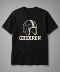 Gridiron Vintage Leather Helmet Unisex T-Shirt - Black